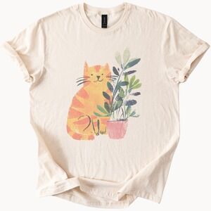 Watercolor Cat Art Boho Tee